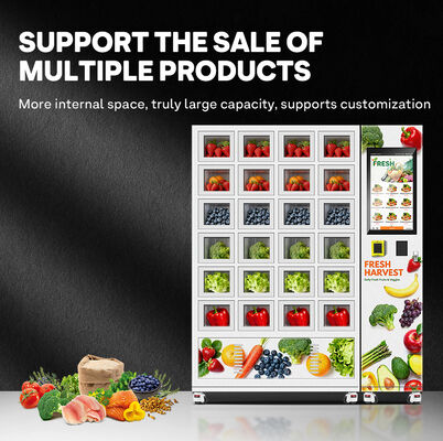 Halo 24 lưới smart bán hàng tự động tủ vỏ bên ngoài tấm galvanized dày và cửa kính ba lớp với hệ thống làm mát