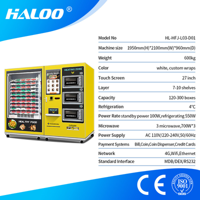 TẬP THỂ DỤC Thực phẩm lành mạnh Chế độ ăn uống bổ dưỡng Máy bán hàng tự động Máy bán thức ăn nóng tùy chỉnh bán tự động với 3 lò vi sóng