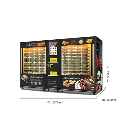 Máy bán hàng tự động 2 ngăn công suất lớn cho các bữa ăn sẵn có làm nóng bằng lò vi sóng và lon đồ uống Bánh ngọt Món tráng miệng
