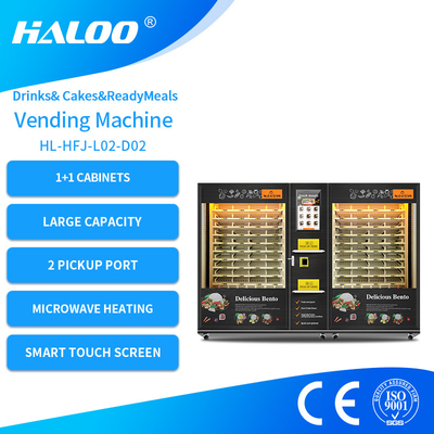 Máy bán hàng tự động 2 ngăn công suất lớn cho các bữa ăn sẵn có làm nóng bằng lò vi sóng và lon đồ uống Bánh ngọt Món tráng miệng