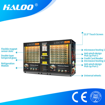 Công suất lớn 2 tủ Máy bán thức ăn nóng với lò vi sóng và màn hình cảm ứng thông minh
