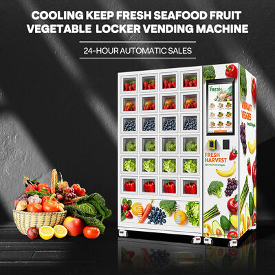 Halo 24 lưới smart bán hàng tự động tủ vỏ bên ngoài tấm galvanized dày và cửa kính ba lớp với hệ thống làm mát