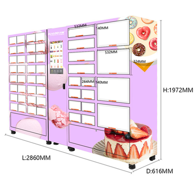 Bánh tráng miệng Máy bán hàng tự động tủ đựng thực phẩm tươi với màn hình làm mát và quảng cáo