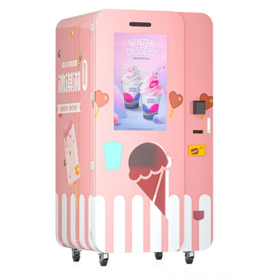 Làm nhanh Máy bán kem mềm tự động với đèn LED đầy màu sắc hấp dẫn và hộp đèn LED